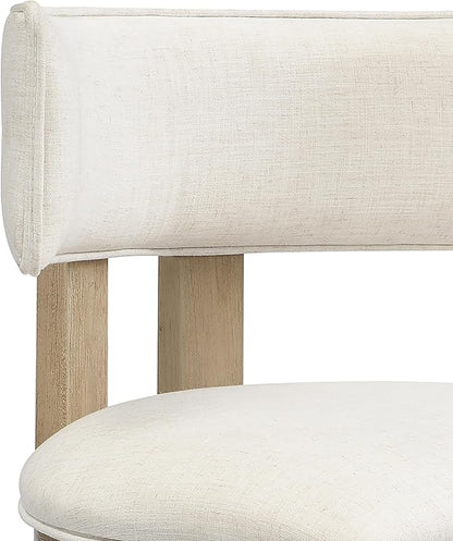 Christopher Knight Home Minso Wooden Counter Height Bar Stools Set of 2, Comfy Upholstered Barstools with Backrest/Footrest, Counter Stool for Kitchen Island/Home Bar Table, Light Ash + Beige