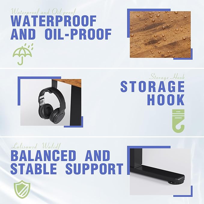 Homall Height Adjustable Electric Standing Desk, Memory Stand up Desk with Headphone Hook, Home Office Desks with Splice Board