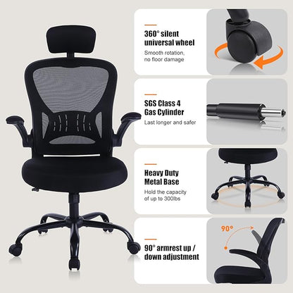 Office Chair Ergonomic Desk Chair Comfort Adjustable Height with Wheels，Lumbar Support Mesh Swivel Computer Home office chair ,Conference Room Chairs