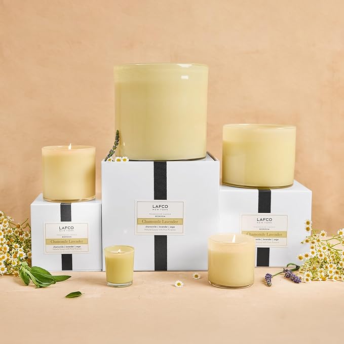 LAFCO New York Votive Candle, Chamomile Lavender - 1.9 oz - 20-Hour Burn Time - Reusable Glass Vessel - Made in The USA