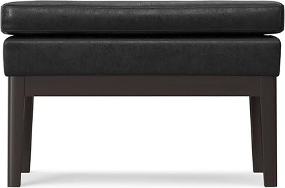 SIMPLIHOME Carlson 45-inch Wide Vegan Faux Leather Ottoman Bench in Distressed Saddle Brown with Solid Wood Frame for Living Room, Entryway, or Bedroom