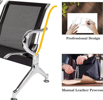 Kinsuite 5-Seat Office Guest Chairs & Reception Chairs - Waiting Room Chairs Airport Reception Seat Bench, Guest Chairs with Arms Lobby Bench Seating for Office Bank Airport Hospital, Black