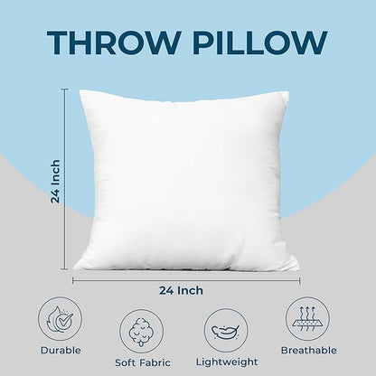 Utopia Bedding Throw Pillows (Set of 4, White), 24 x 24 Inches Pillows for Sofa, Bed and Couch Decorative Stuffer Pillows