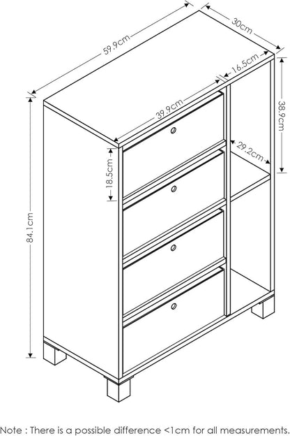 FURINNO Andrey Multipurpose Storage Cabinet, French Oak Grey/Black