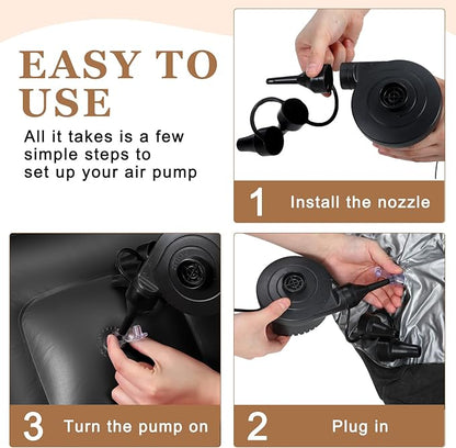 Realspring 12 Pcs Bean Bag Chairs for Adults Inflatable Chairs with Electric Air Pump,Blow up Couch Folding Portable Inflatable Couch Lazy Sofa for Reading Living Room Camping (Black)