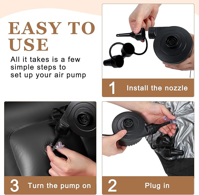 Realspring 6 Pcs Bean Bag Chairs for Adults Inflatable Chairs with Electric Air Pump,Blow up Couch Folding Portable Inflatable Couch Lazy Sofa for Reading Living Room Camping (Black)