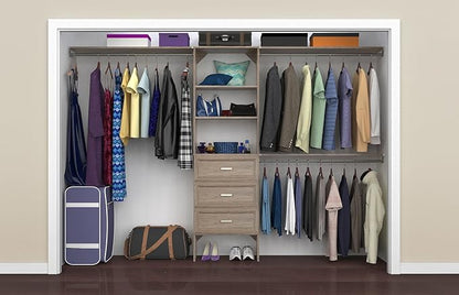 ClosetMaid SuiteSymphony Closet Organizer with Shelves and 3 Drawers, 25-Inch-Natural Gray