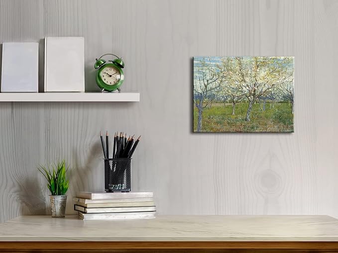 Wieco Art Orchard with Blossoming Apricot Trees Giclee Canvas Prints Wall Art of Van Gogh Famous Oil Paintings Reproduction Modern Classic Flowers Landscape Pictures Artwork for Home Decoration