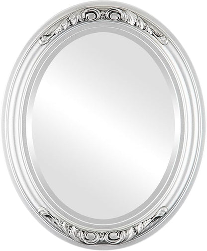 OVALCREST Oval Beveled Wall Mirror for Home Decor - Florence Style - Silver Spray - 34" x 24"