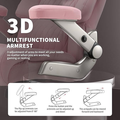 Big and Tall Office Chair 700lbs- Large High Back Executive Computer Desk Chair with 3D Flip-Up Arms, Adjustable Lumbar Support, Extra Wide Plus Size Seat, Heavy Duty Metal Base & Quiet Rubber Wheels