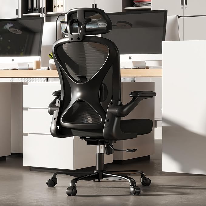 ZZH Ergonomic Office Chair Set of 10 with Adjustable Lumbar Support and Headrest, Mesh Home Office Desk Chair with Wheels and Flip-up Arms, Black