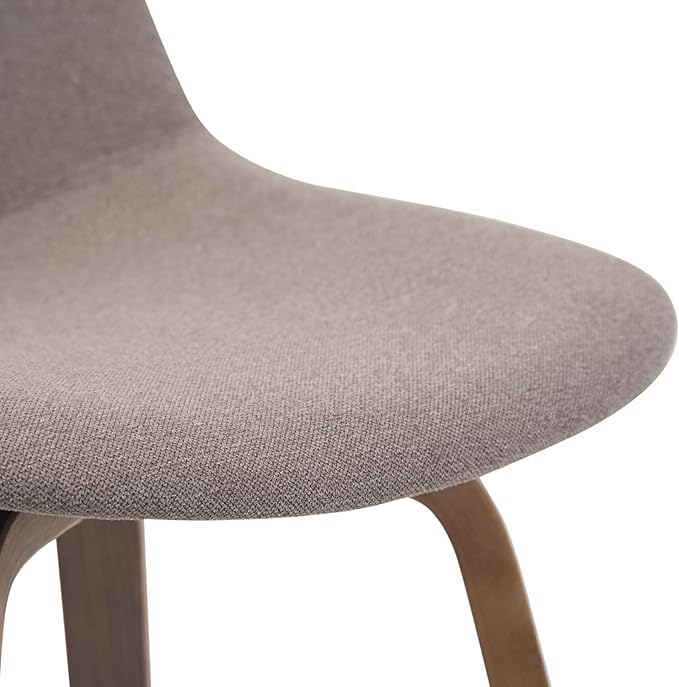 SIMPLIHOME Randolph Counter Stools (Set of 2) - 28 Inch Seat Height Upholstered Bentwood Kitchen Seats in Mocha Woven Fabric, Mid Century Modern Seating with Curved Backrest and Chrome Footrest