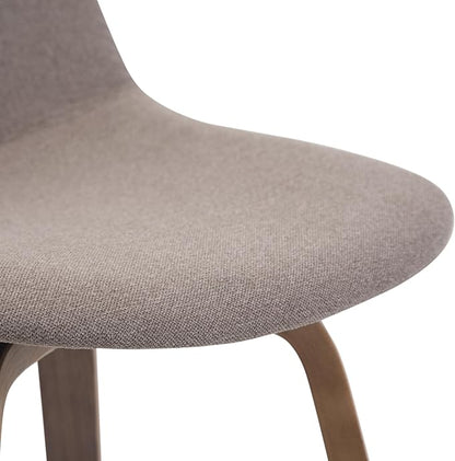 SIMPLIHOME Randolph Counter Stools (Set of 2) - 28 Inch Seat Height Upholstered Bentwood Kitchen Seats in Mocha Woven Fabric, Mid Century Modern Seating with Curved Backrest and Chrome Footrest