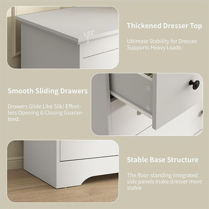 55 Inch Wide White Dresser for Bedroom, 9 Drawer Dresser with Large Drawers, Wood Chest for Living Room, Hallway