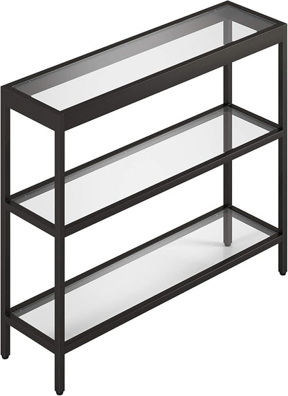Henn&Hart 36" Wide Rectangular Console Table in Blackened Bronze, Entryway Table, Accent Table for Living Room, Hallway
