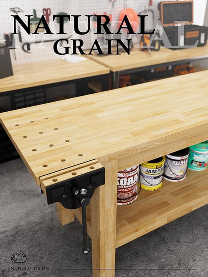4FT Butcher Block Countertop Birch Solid Wood - 50" x 25" Table Top Butcher Block Cutting Board for Kitchen Island Cart Living Dining Office Desk Workbench Washer Dryer Countertop Unfinished 1.5" Th