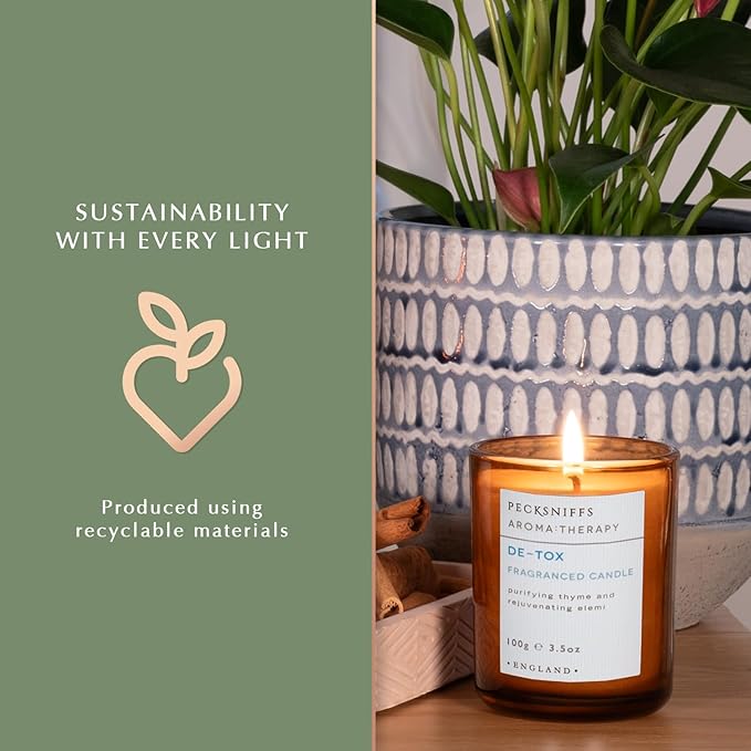 Pecksniff's De-tox Luxury Scented Candle | 1 Wick, 100 g/3.5 oz