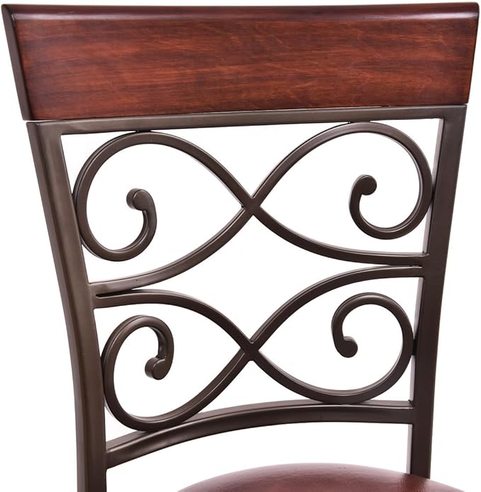 COSTWAY Bar Stools Set of 2, 360 Degree Swivel, 30" Bar Height Bar Stools, Leather Padded Seat Bistro Dining Kitchen Pub Metal Chairs with Back for Kitchen Island (Set of 2)