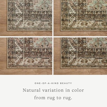 Loloi Amber Lewis Billie Collection, Clay & Sage 2'-0" x 5'-0" Area Rug – Antique & Distressed Accent Rugs for Living Room, Bedroom, Entryway & Hallway, No Shed High Traffic Area Home Decor Rug