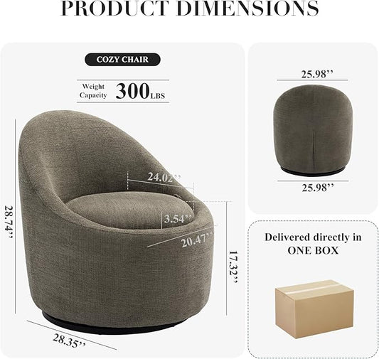 360° Swivel Accent Chair, Mid-Century Modern Chair with Hidden Storge, Small Swivel Chair with Arms for Living Room/Office-Green