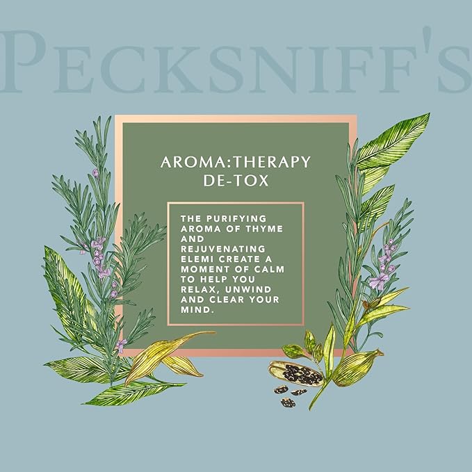 Pecksniff's Aromatherapy De-Tox 3-Wick Candle | Elemi & Thyme with Spicy Pine Scent | 285g/10oz Long-Lasting Relaxation