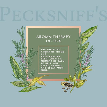 Pecksniff's Aromatherapy De-Tox 3-Wick Candle | Elemi & Thyme with Spicy Pine Scent | 285g/10oz Long-Lasting Relaxation