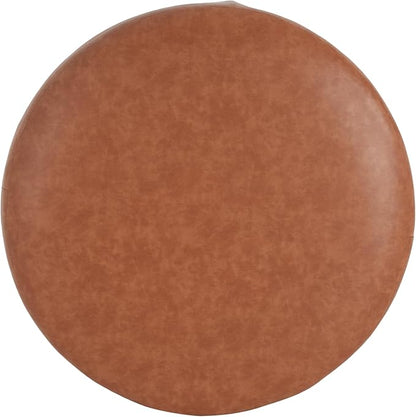 Christopher Knight Home GAVI PU Leather Ottoman Foot Stool, 30" Pouf Footstool Ottoman Seat, Upholstered Foot Chair, Round Footrest, Modern Side Table for Living Room Bedroom Home Decor, Cognac Brown