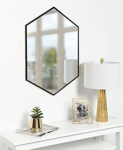 Kate and Laurel McNeer Large Hexagon Metal Wall Mirror, 31x22, Black