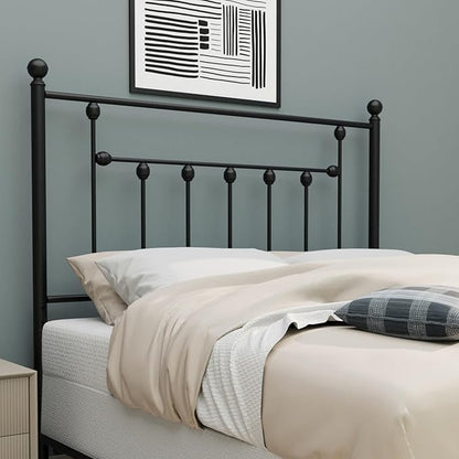 Victorian Metal Headboards, Adjustable Height Iron Frame, Rustic Farmhouse Style, Elegant Design, Easy Assembly, Universal Fit for Kids & Adults, California King Size, Black Finish