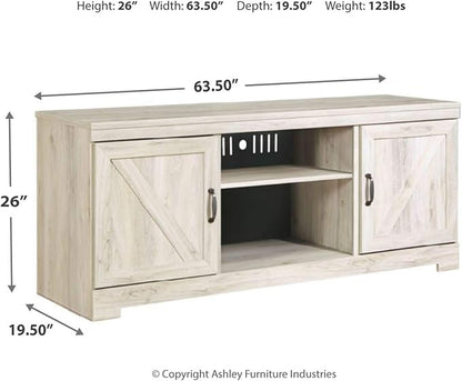Signature Design by Ashley Bellaby Farmhouse TV Stand with Fireplace Option Fits TVs up to 60", Whitewash
