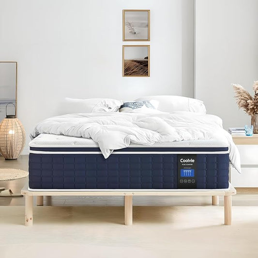 Coolvie 14 Inch Calking Gel Memory Foam Mattress Hybrid, Double Cooling Calk Size in a Box Euro Top with CertiPUR-US Certified Foam for Hot Sleeper, Low Motion Transfer Supports for Any Sleep Position
