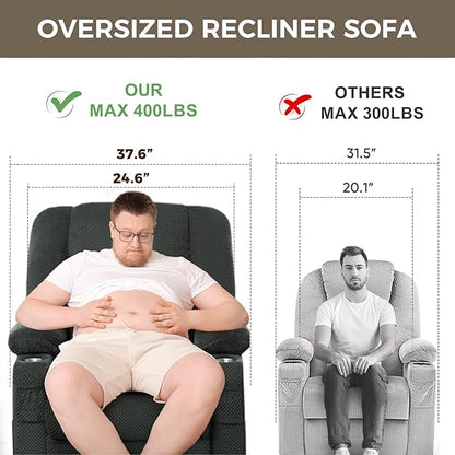 ABCASA Oversized Dual Motor Lay Flat Power Lift Recliner Chair, Massage Recliner Chairs with Heat, Lumbar Pillow, USB & Type-C Ports, Oversized Recliner for Big & Elderly People for Living Room - Grey