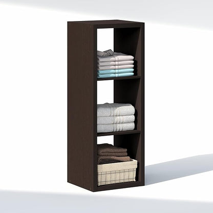 Furinno Cubic Closet Organizers and Storage, 3-Cube Closet Organizer, Open Shelf Closet Storage, Extra Thick Frame for Wardrobe, Bedroom, Living Room, Dark Oak