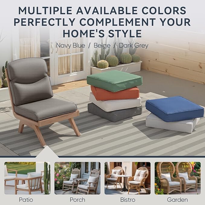 7-Piece Outdoor Patio Cushion Set - Fade & Water Resistant with Removable Olefin Cover, 22x24x4 Inch Memory Foam Cushions for Wicker Sectional Sof - Grey/Crescent