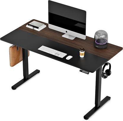 Monomi Electric Height Adjustable Standing Desk, 48x24 Inches, Ergonomic Home Office Sit/Stand Up Desk (Black Steel Frame/Black Top)