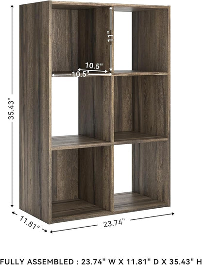 Signature Design by Ashley Shallifer 6 Cube Storage Organizer or Bookcase, Brown
