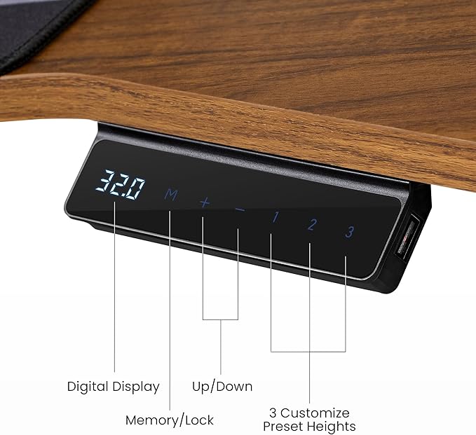 EUREKA ERGONOMIC Aero 55 Inch W Shaped Electric Standing Desk, Height Adjustable Computer Gaming Desk with LED Monitor Shelf, Mouse Pad, Headphone Hook, Cup Holder, Dark Walnut