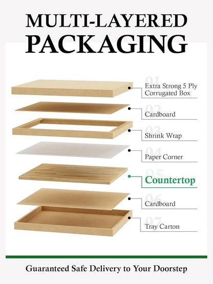 6FT Butcher Block Countertop Birch Solid Wood - 72" x 25" Table Top Butcher Block Cutting Board for Kitchen Island Living Dining Table Office Desk Workbench Washer Dryer Countertop Unfinished 1.5" Th