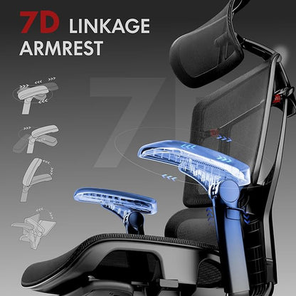 FLEXISPOT ErgoX-PRO Ergonomic Office Chair Black – AeroWeave 5.0 Mesh Seat, 5D Lumbar, 7D Armrests, 4D Headrest, 551LBS Capacity – Office, Gaming, Home