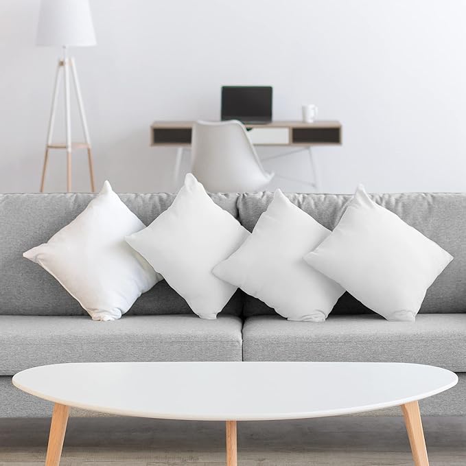 Acanva 24x24 Throw Pillow Inserts Set of 2, Premium Polyester Fiber Fill Square Sham Stuffer Cushion for Sofa, Bed, Couch and Chair, Machine Washable, 24x24 Inch(for 22x22 Cover), White 2 Count
