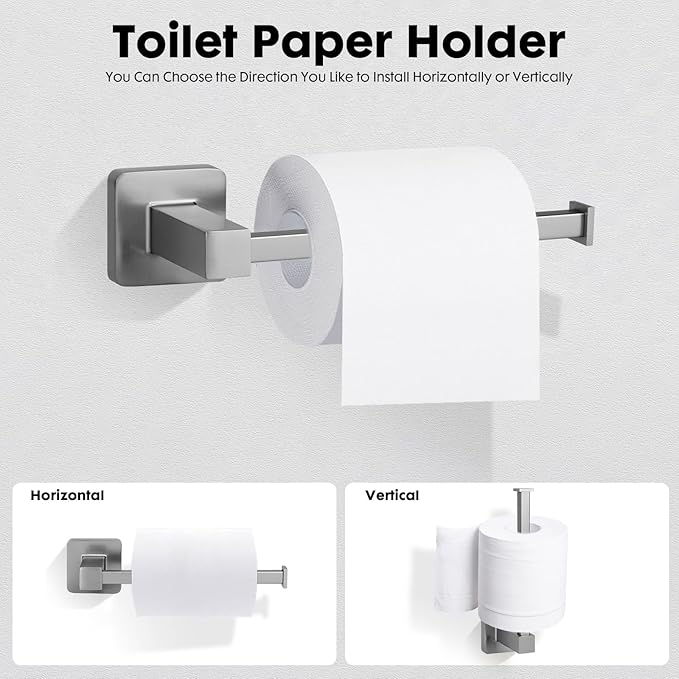 5 Pieces Brushed Nickel Bathroom Hardware Set,Wall Mounted 23.6 inch Towel Bar Set,Towel Rack Set,Toilet Paper Holder, Bathroom Accessories Set