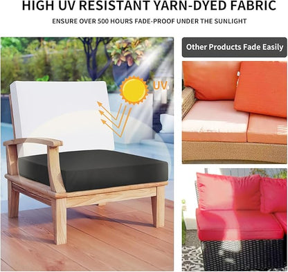 Easy-Going Waterproof Patio Cushion Covers ONLY Cover 20x18x4 inch 2 Pack Replacement Non-Slip Outdoor Seat Cushion Slipcover with Zipper. Black