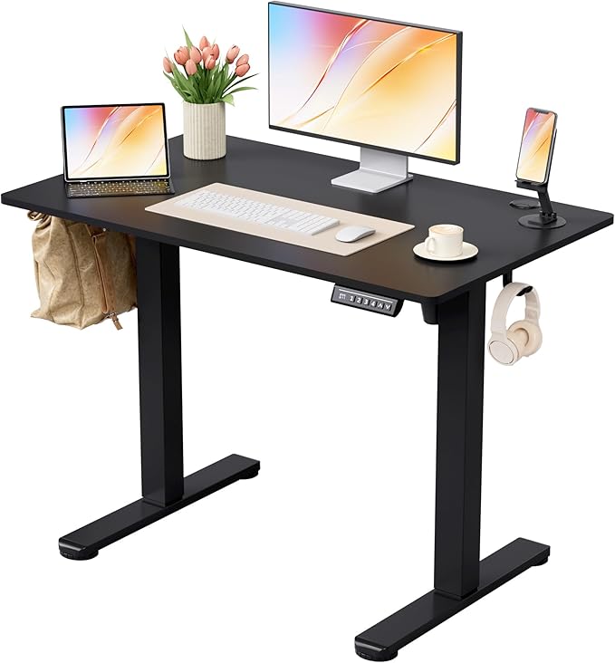 Homall Height Adjustable Electric Standing Desk, Memory Stand up Desk with Headphone Hook, Home Office Desks with Splice Board
