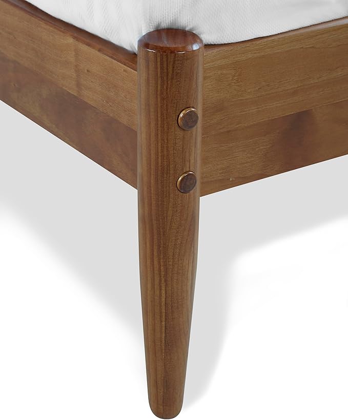 Mid-Century Panel Bed - Queen Size - Castanho Finish