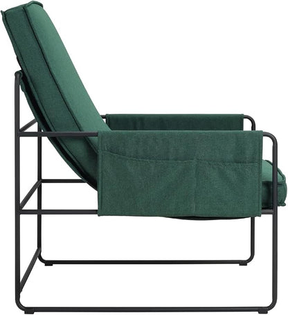 FLEXISPOT Accent Chair for Living Room,Arm Chair for Bedroom,with Wide Large Plus Size Cushion,Metal Frame,Reading Bedroom Chair Armchair for Home/Office/Cafe/Apartment/Waiting Room,Green