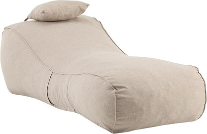 Christopher Knight Home Morton Bean Bag Chair, Fabric Lounger for Adults and Kids, Comfy Reading Chair, Lounge Sofa with Headrest, Indoor/Outdoor Spaces Memory Foam Bean Bag, Dark Beige