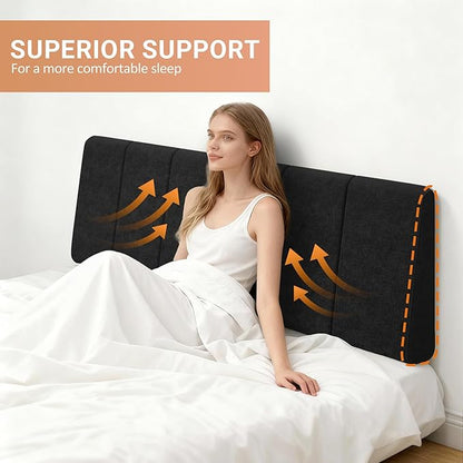 Queen Size Headboard Only-No Assembly, Upholstered Headboard Queen Size Linen Fabric Modern Style Headboards for Adjustable Bed Extra-Thick, Black