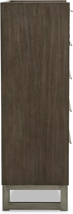 Signature Design by Ashley Arkenton Modern 5-Drawer Chest of Drawers with Safety Stop, Soft Close and Felt Lined, Gray & White