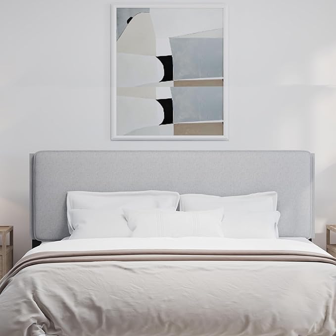 Hillsdale, Emslie King Upholstered Adjustable Headboard, Light Gray