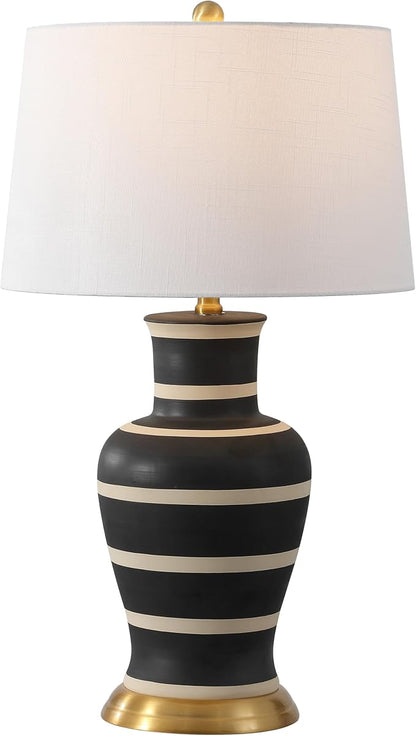 JONATHAN Y JYL4026J Julian 29" Traditional Classic Ceramic Urn LED Table Lamp, Black/Beige for Bedroom, Living Room, Kitchen, Home Office